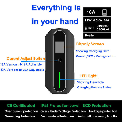電気自動車バッテリー充電ステーション 携帯EV充電器 モード2 IEC 62196 急速交流 8A-16A