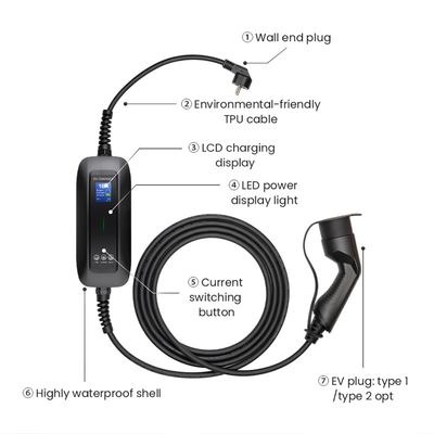 16A 3.6KW 電動車両充電器 IP66 格付けとAC 220V 20%出力電圧
