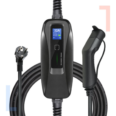 32A Type1/Type2 ニッサン LEAF 充電ケーブル用のポータブルEV充電箱 黒