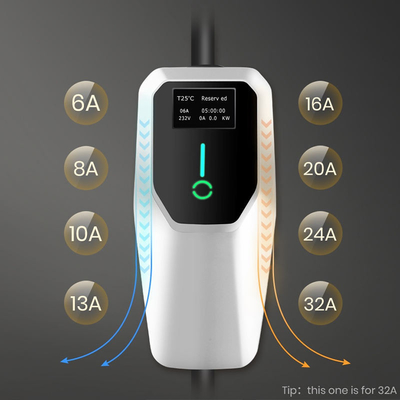 シングルフェーズポータブルEV充電器 出力電流6A-8A-10A-13A-16A-20A-24A-32A