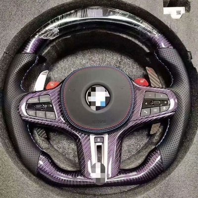 BMW F10 F30 E60 E90 G30 E46 E92 カーボンファイバーと黒い革のステアリング