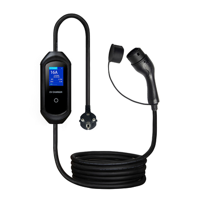 LCDディスプレイ 7Kw Type 2 携帯EV充電器 ブルー CEEプラグと調整電流