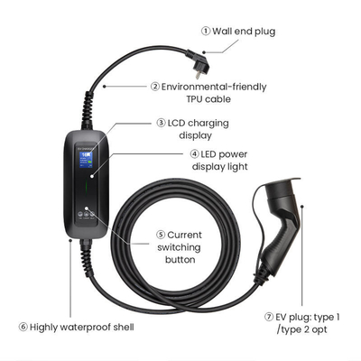 ホーム/IP66 格付けと調節電流6A/16Aの 商用ポータブルEV充電器